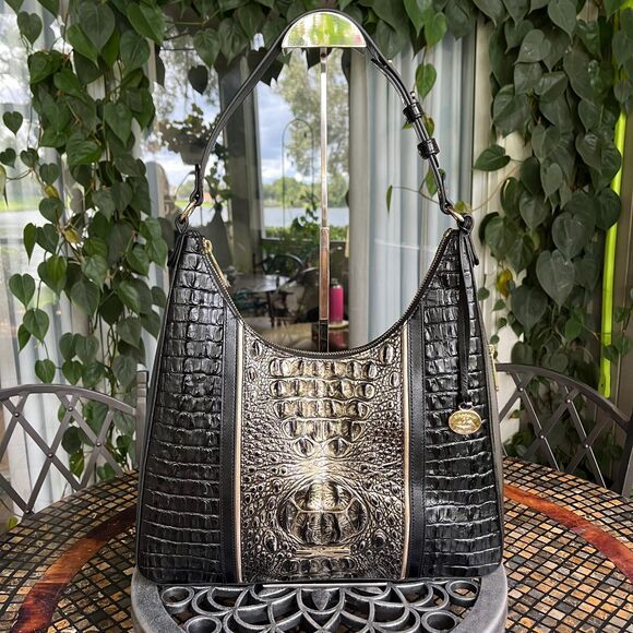 Brahmin Tabitha Sarastro Onyx Croc Embossed Leather Shoulder Bag New! - Picture 9 of 9